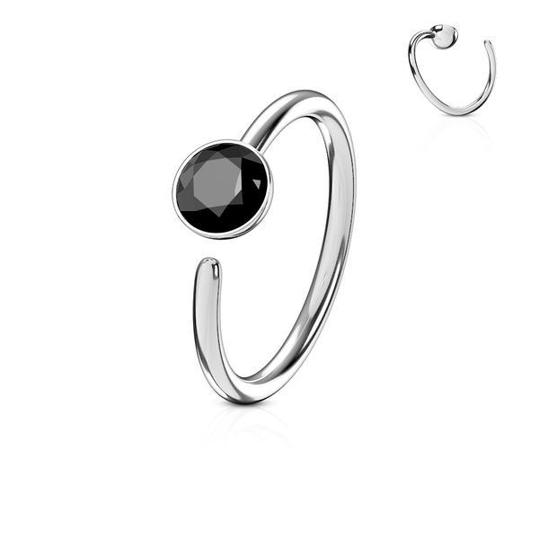 Piercing ring i Titanium-IP 316L kirurgisk stål med Black CZ