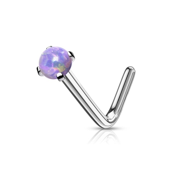 1 L-formad Näspiercing i IP-pläterad 316L stål med  Lila opal Purple