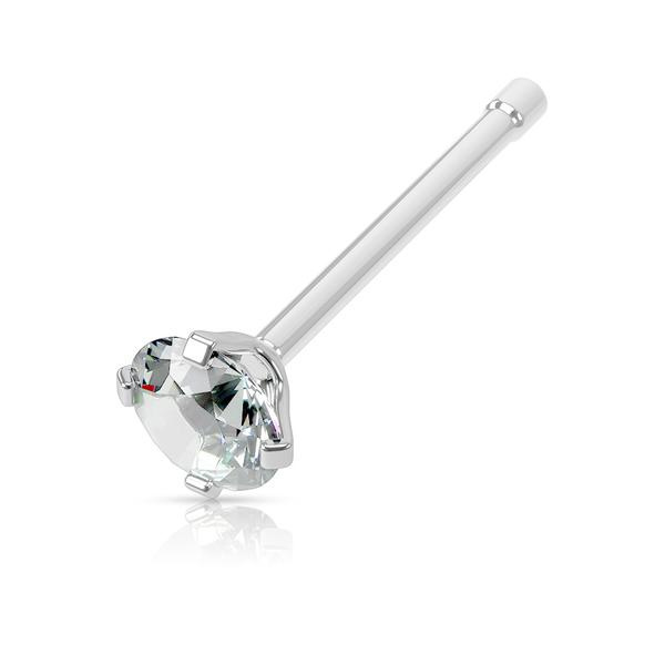 1 stk. Næsepiercing i 316L Kirurgisk stål med 3 mm Krystalhvid CZ