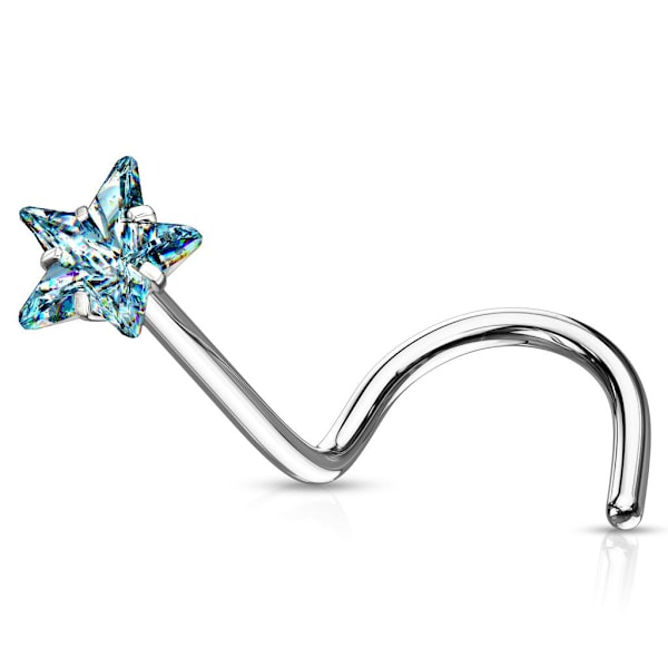 1 påskruet næsepiercing i 316L stål med 3 mm stjerneformet CZ 5 Roseguld/vit CZ