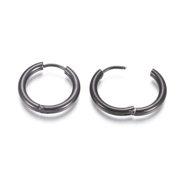 1Par 18 mm Hoops örhängen i Svartpläterad 316L kirurgiskt stål Titanium grey