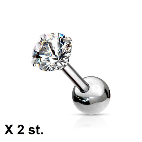 Note 2 Tragus/bruskpiercing med 3 mm.CZ i Titanium IP stål