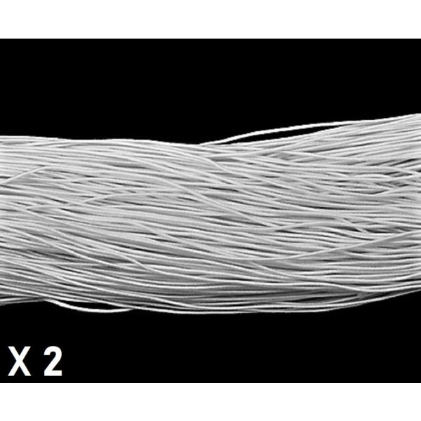 2 x C;a 25 m. Hvit stoffkledd elastisk tråd 1 mm. Ø i diameter