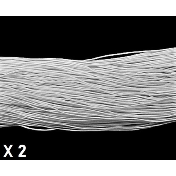 2 x C;a  25 mt.Vit tygklädd elastisk tråd 1 mm. Ø i diameter