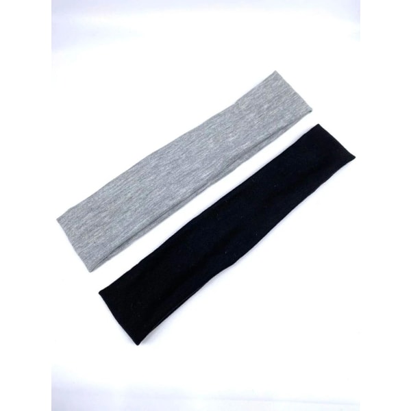 2 Stretch hårbånd i polyester C:a 5~6 x 20 cm. 1 svart 1 grå