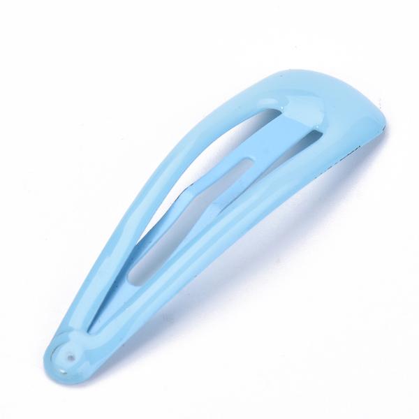 6 st. Ljusblå emaljerade click-clack hårspänne 46.5x13mm