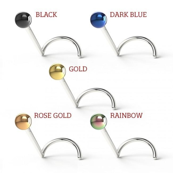 Skruvbar näspiercing i G23 Titanium med 3 mm  Kula ball blå