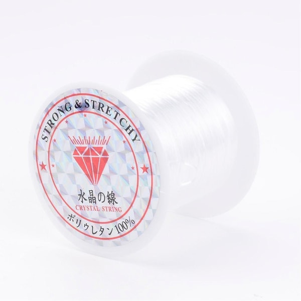 2 Rullar  10 mt. vit transparent elastisk tråd 0,8 mm. Ø