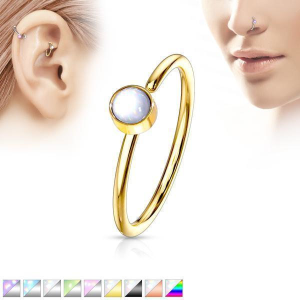 1Näspiercing ring i 316 stål med "Glow in the dark" sten 1  Stål/Ametist