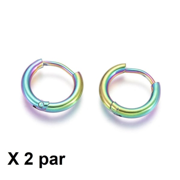 Obs 2 Par 17 mm Hoops örhängen i Rainbowpläterad 316L stål