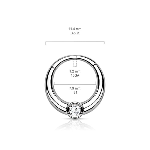 8 mm Segment Ring i IP 316L kirurgiskt stål med vit CZ 2 Guld
