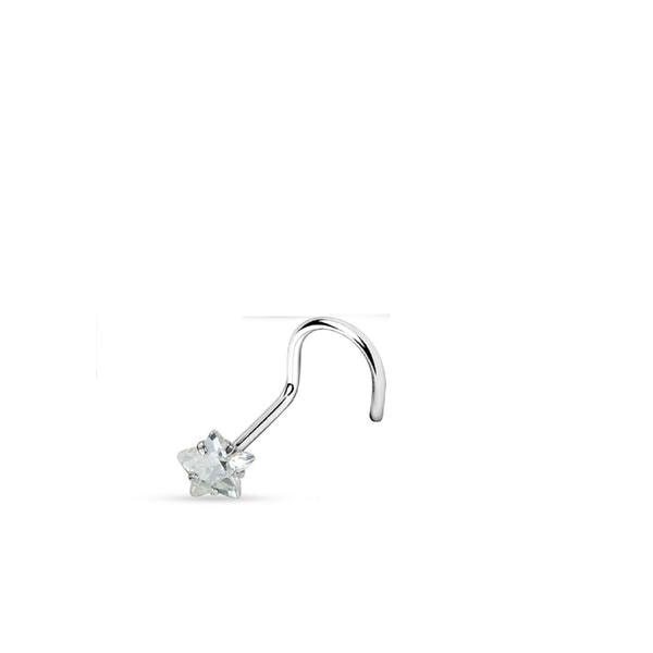 1 stk. Påskrudd nesepiercing i 316L stål med 3 mm cubic zirconia 4 rund