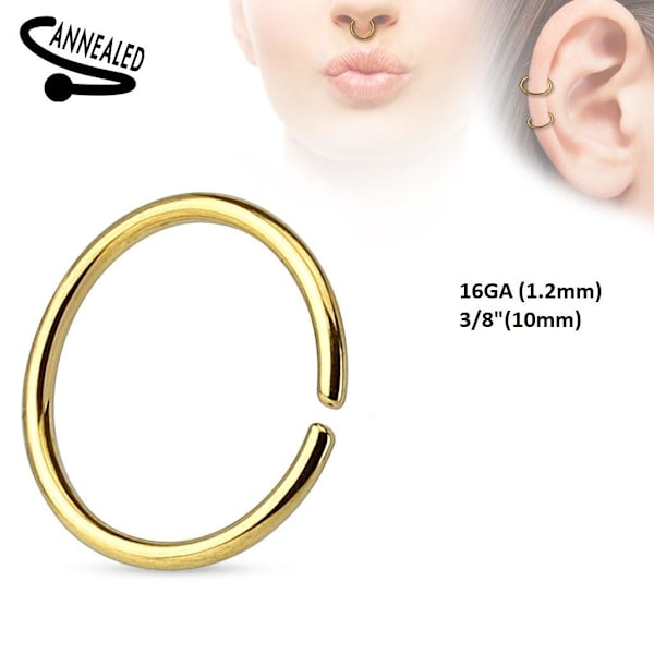 5 st.10mm Näspiercing ringar i Härdad 316L Kirurgiskt stål(16G) 1610