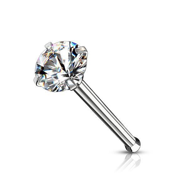 1Näspiercing i IP-pläterad 316L stål med 3 mm Rund vit CZ X 1