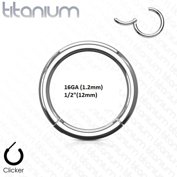 12 mm "saranoitu" segmenttilävistysrengas implanttititaanista 1,2 mm Titanium