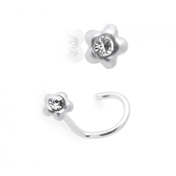 REA_Skruvbar blomformad näspiercing i 925 sterling silver med CZ