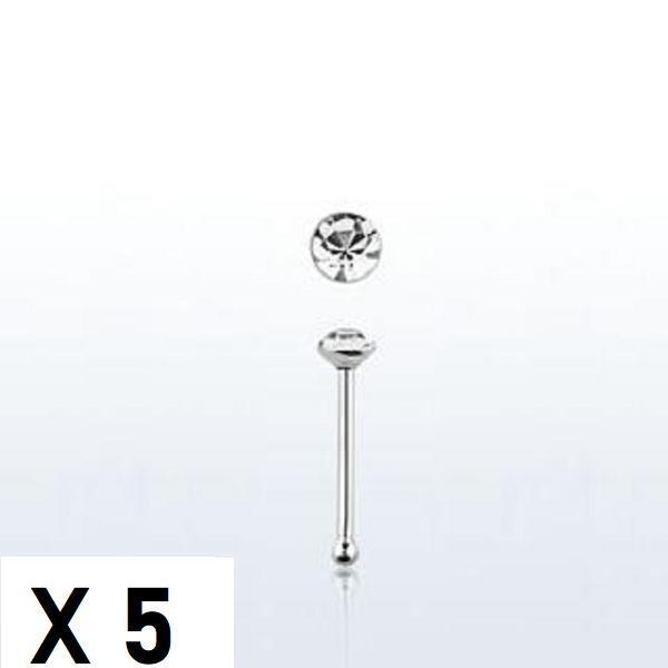 1 st. Näspiercing i silver med 2 mm. rund vit strass  (k) x 1