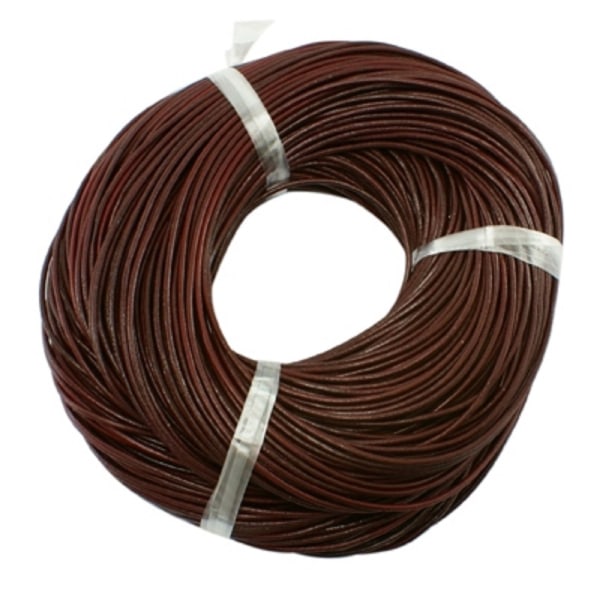 2 mt. Coconut Brun Läderrem 4 mm. tjock Dark brown