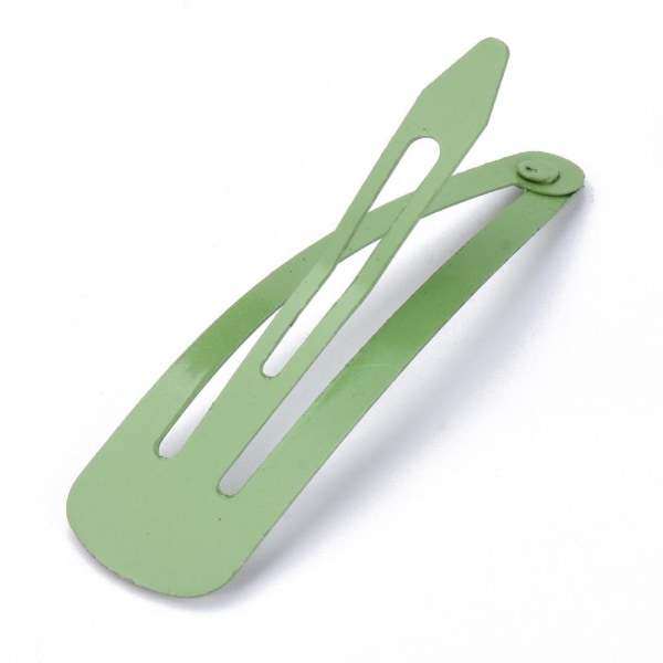 6 stk Emaljert click-clack hårspenne 46,5x13mm Green