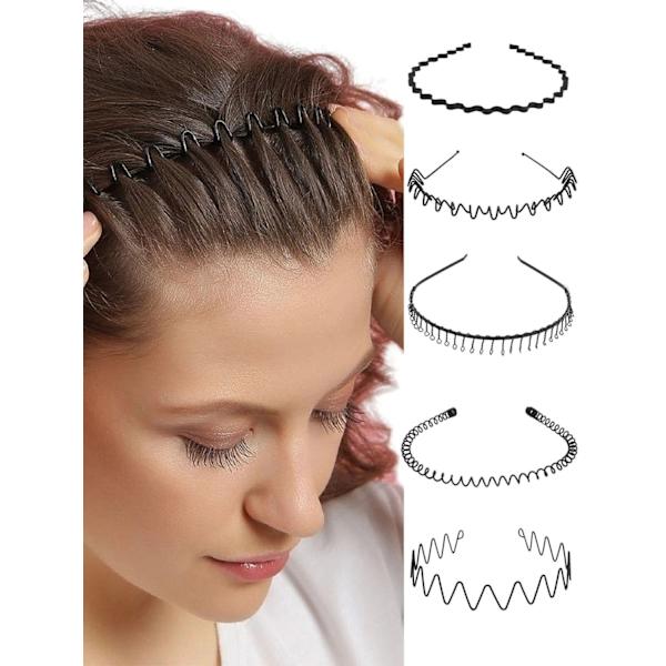 Pack 5 Svarta diadem i metall