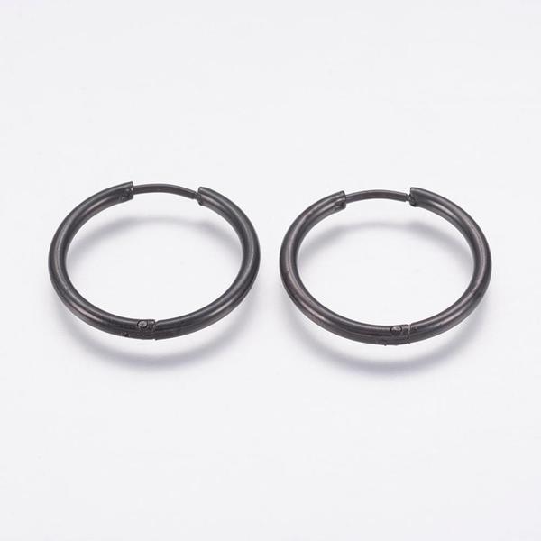 1 pari 14 mm Hoops-korvakoruja mustaa 316L kirurgista terästä