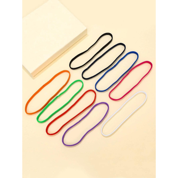 9-pack Färgade hårband i nylon med stretch