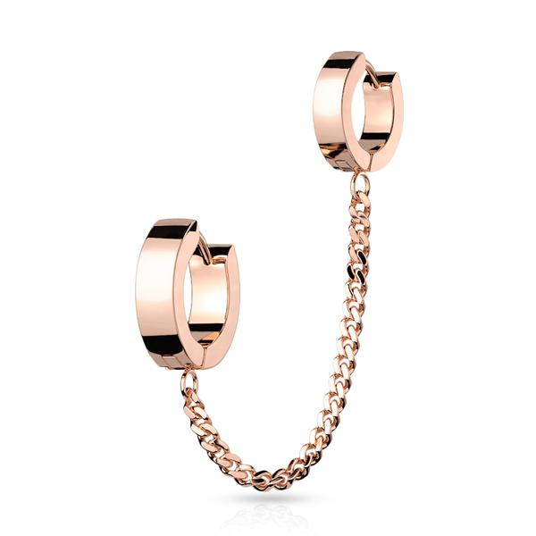 Tragus Linked kæde med Hoops øreringe i IP-316L kirurgisk stål 5 rainbow