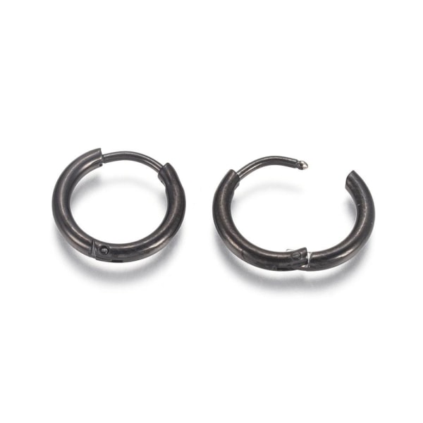 1 par 16 mm Hoops øreringe i sort 316L kirurgisk stål