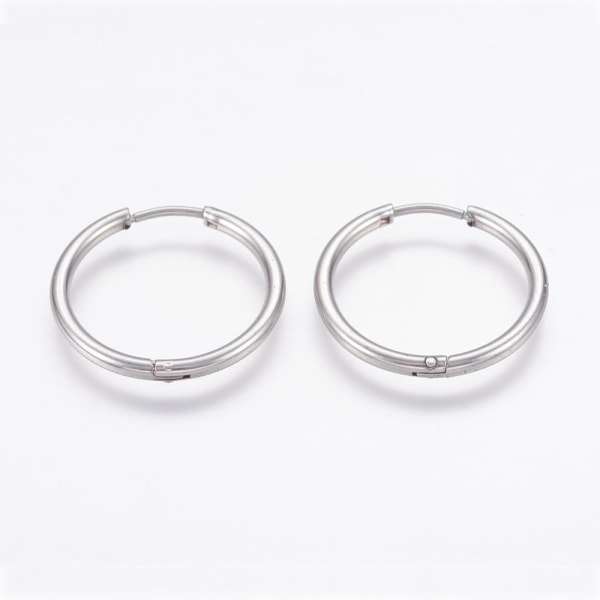 1 par 20 mm Hoops øreringe i Rhodium-belagt 316L kirurgisk stål Titanium grey