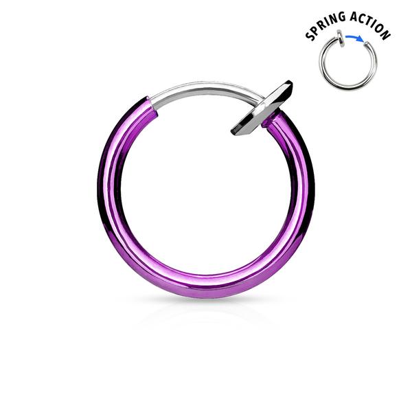 Clip On Titanium pläterad ring för näsa (Non-Piercing Septum) clip on ring ametist (lila)