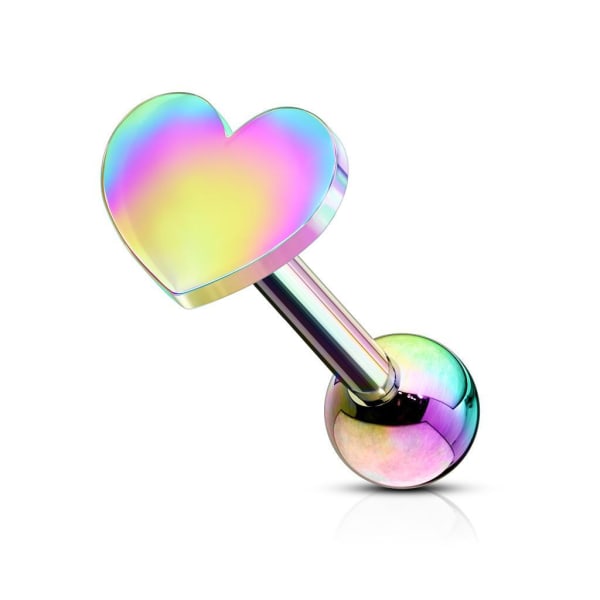 Hjärtformad Tragus/Cartilage Piercing/1 Rainbow IP-316L stål