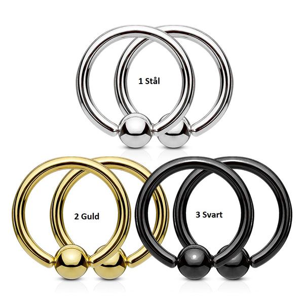 ! Par BCR ringe i IP 316L Stål 1 mm tykt 10 mm i diameter 1 rhodium