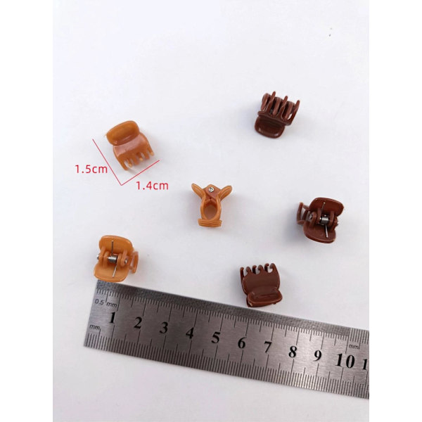 20 st. Små Hårklämmor 14x15 mm mm i 2 Bruna färger