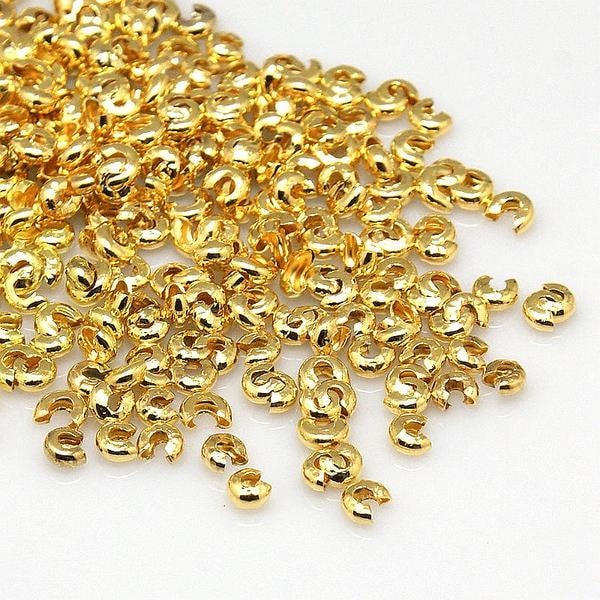 200 Nickelfria Guldpläterade  Täckare till klämpärlor 3 mm. Guld