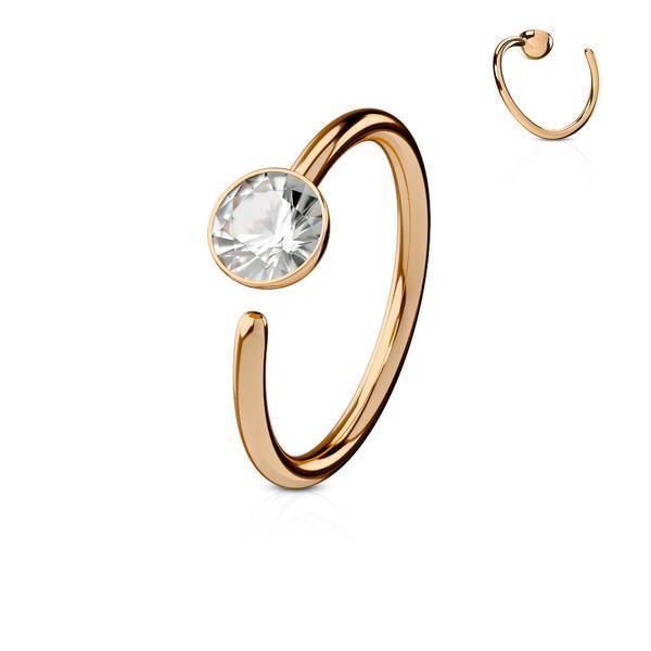 Piercing ring i Härdad 316L kirurgiskt stål med cubik zirkon 1 stål