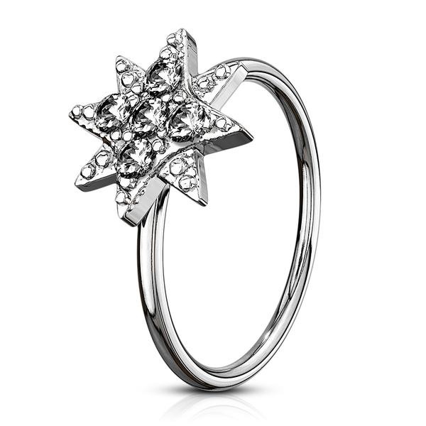 Lävistysrengas Rhodium-IP 316L kirurgista terästä, valkoinen CZ