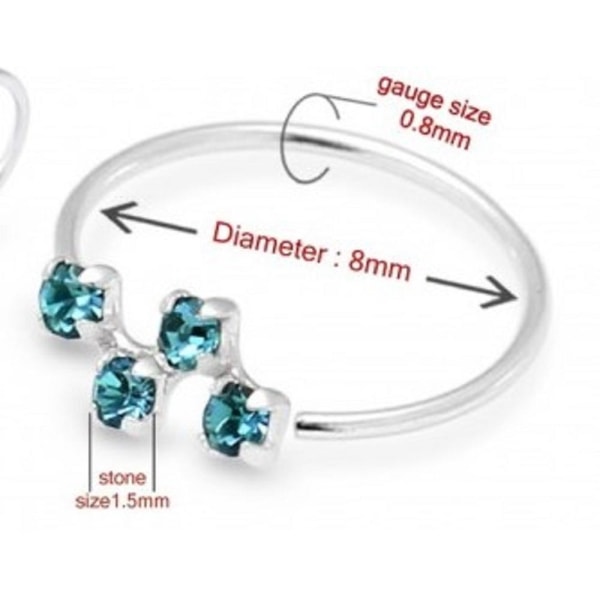 Piercing ring 8 mm i 925 Rödguldpläterad Silver med Vita CZ