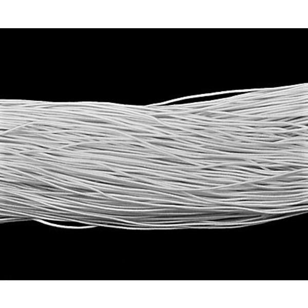 Noin 25 m Valkoisella kankaalla päällystetty elastinen lanka 1 mm. Ø halkaisijaltaan
