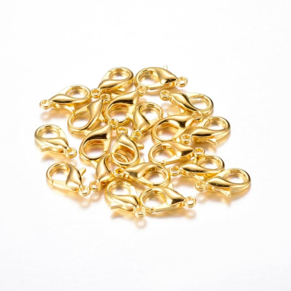 50 stk. 10 mm. lange nikkelfri guldbelagte hummerspænder