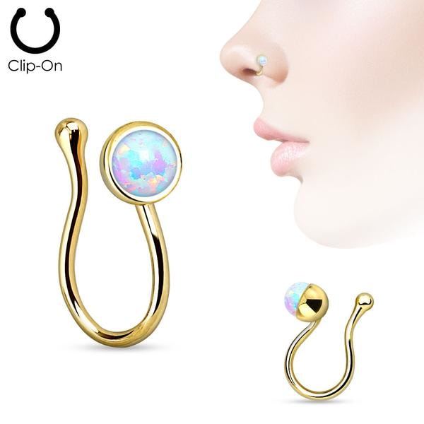 Clip On Forgyldt "falsk" næsepiercing med Opal Pink 4 Rosa