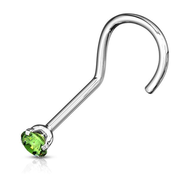 1 stk. Påskruet næsepiercing i 316L stål med 3 mm CZ (8 farvevalg) 6 Aquamarin