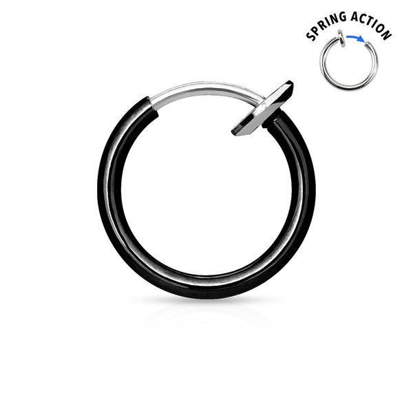 Clip On Titanium pläterad ring för näsa (Non-Piercing Septum) clip on ring svart