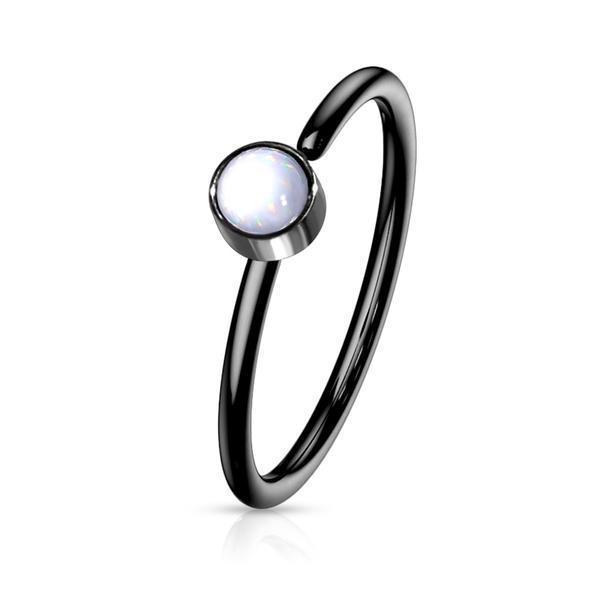1Näspiercing ring i 316 stål med "Glow in the dark" sten 2  Stål/Aquamarine