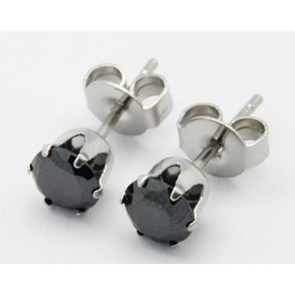Studs Örhängen i 316L Kirurgiskt stål med 3 mm Svart CZ