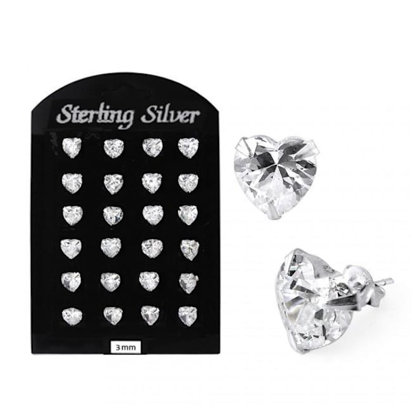 OBS! 2 Par Studs Örhängen i 925  Silver med 3mm hjärtformad CZ