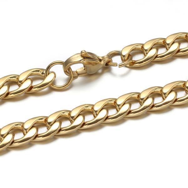 60 cm. lång Kubansk Pansar Halsband i Guldpläterad AISI 304 stål