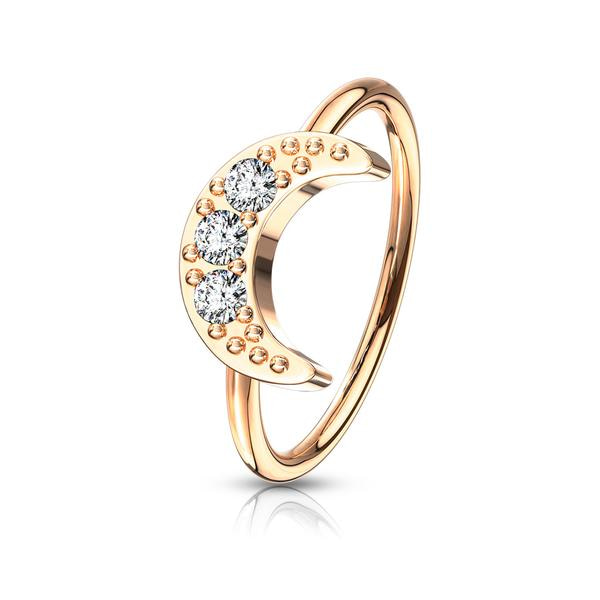 1 Piercingring i IP Pläterad 316L kirurgiskt stål med  Zirkoner 2 Guld/vita CZ