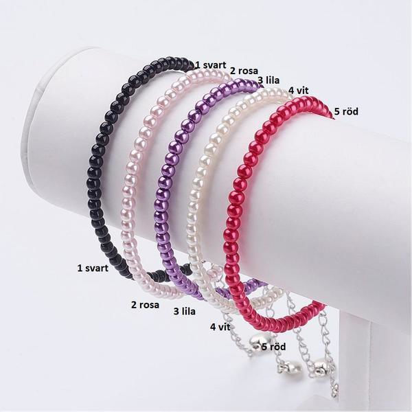 Vristlänk men 4 mm. glaspärlor (5 färg val) 6 gul