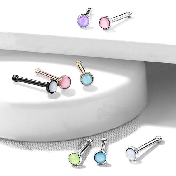 1 Näspiercing i 316 Kirurgiskt stål med "Glow in the dark" sten 1 Stål/Ametist