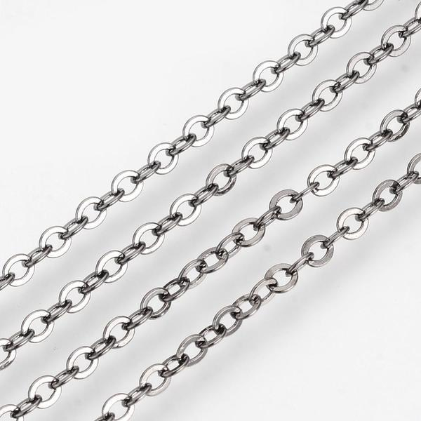 5Nickelfri Gunmetalfärgad mässingkedja c:a 60 cm. lång